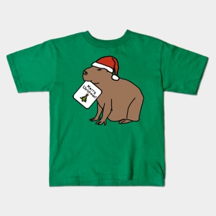 Cute Capybara says Merry Christmas Kids T-Shirt